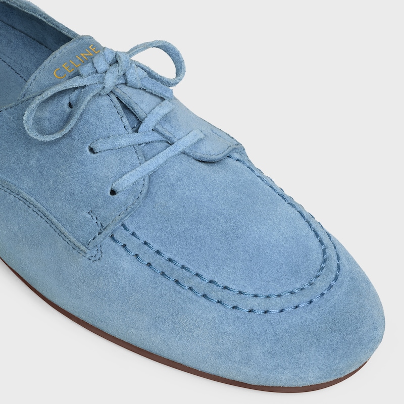 ADAM LACE-UP LOAFER IN SUEDE CALFSKIN - DUSTY BLUE -  - 1 | CELINE