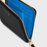 FLAT ZIPPED WALLET TRIOMPHE STAMP IN SUPPLE GRAINED CALFSKIN - BLACK / ULTRA BLUE - WALLETS - 2 | CELINE