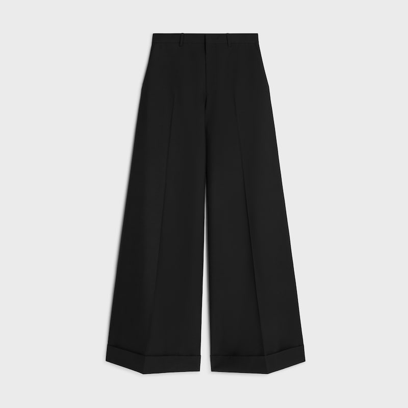 PANTALONES LARGOS DOCKS DE GABARDINA DE LANA - NEGRO -  - 1 | CELINE