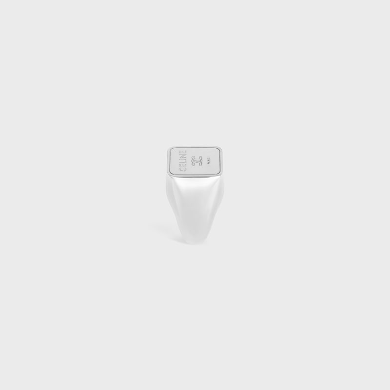 Triomphe Square Signet Ring IN Brass with Rhodium Finish - SILVER -  - 1 | CELINE