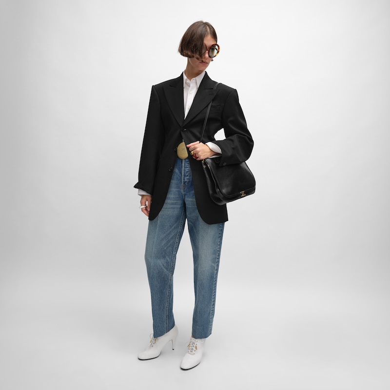 colonne jacket IN DIAGONAL WOOL - BLACK -  - 1 | CELINE