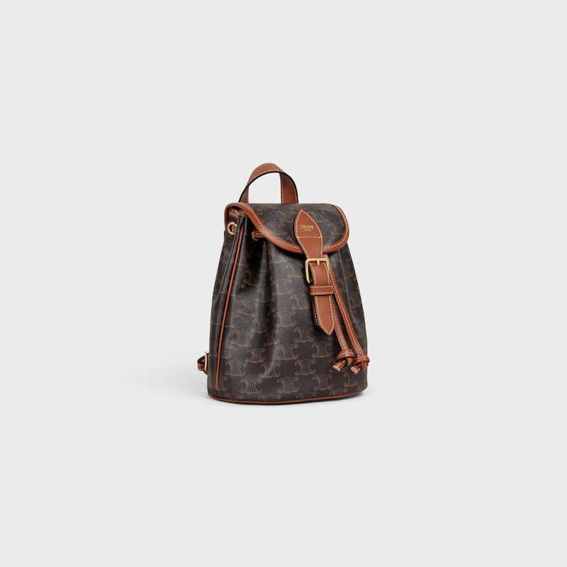 MINI BACKPACK FOLCO IN Triomphe Canvas and calfskin - TAN - TRIOMPHE CANVAS - 1 | CELINE