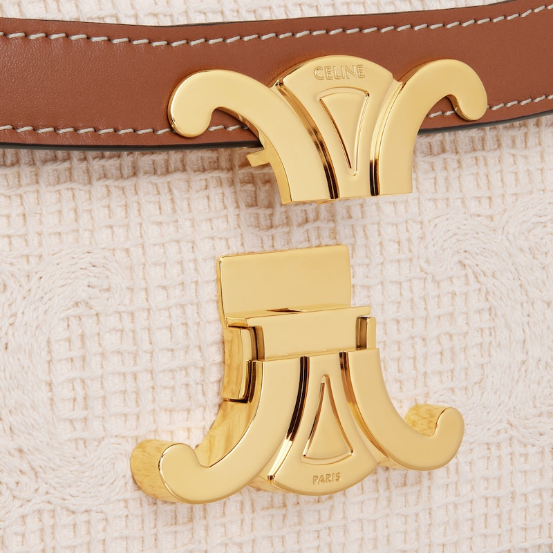 Classique Triomphe Bag in TEXTILE WITH TRIOMPHE CROCHET EMBROIDERY - NATURAL / TAN - CROSS-BODY BAGS - 1 | CELINE