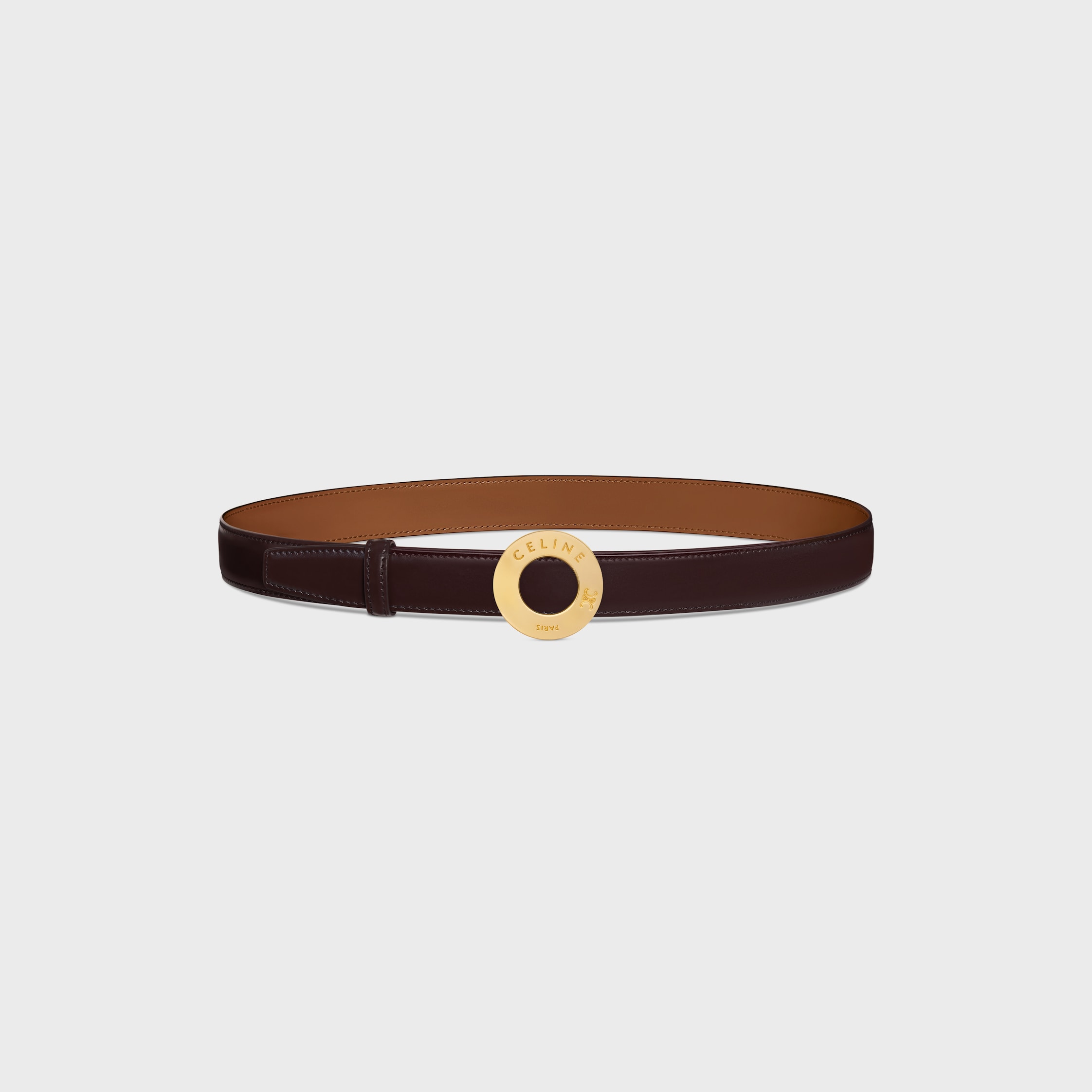 CELINE DISC BUCKLE & REVERSIBLE STRAP 25MM - EBONY / BRONZE | CELINE
