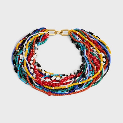 ÉTÉ CELINE MULTI BEADS NECKLACE IN GLASS BEADS, STONES AND BRASS WITH GOLD FINISH