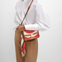 TEEN TRIOMPHE IN SILK AND NATURAL CALFSKIN - RED/OFF WHITE - CROSS-BODY BAGS - 2 | CELINE