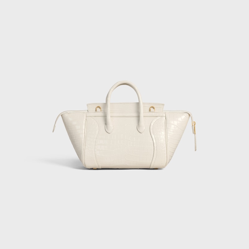LITTLE LUGGAGE IN POROSUS CROCODILE - WHITE COTTON - LUGGAGE - 1 | CELINE