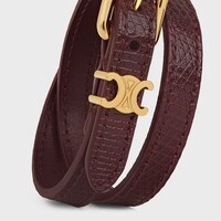 Les Cuirs Celine Double Bracelet in Calfskin, Lizard and Brass with Gold Finish - Gold / Dark Burgundy -  - 1 | CELINE