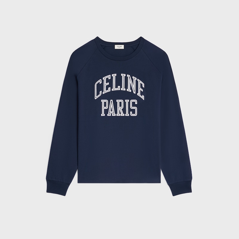 long sleeved t-shirt IN cotton jersey - NAVY/OFF WHITE -  - 1 | CELINE