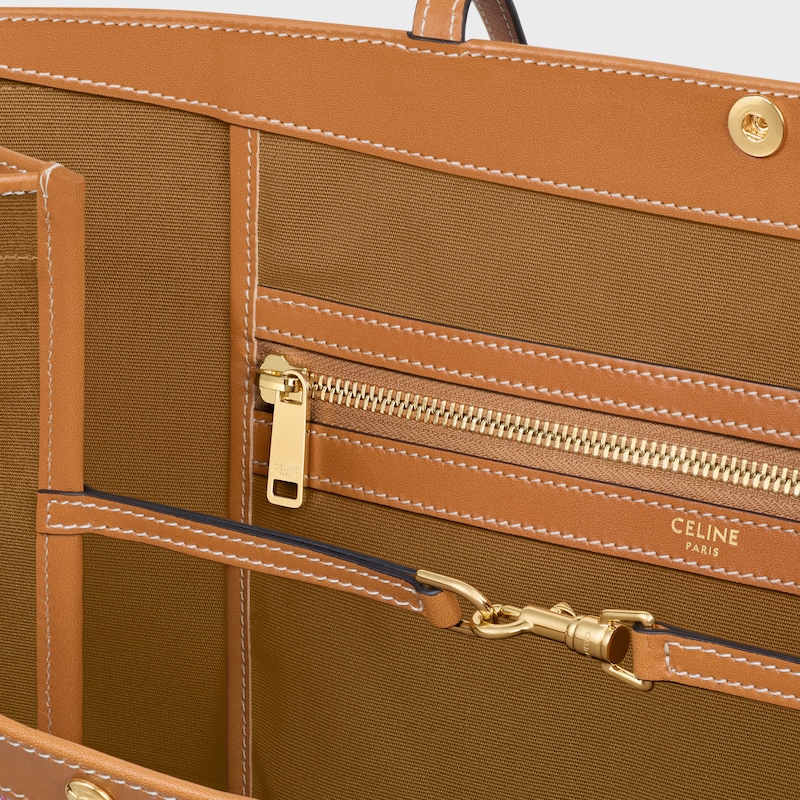 LARGE FLAT SHOPPER IN Triomphe Canvas - DENIM BLUE / RED - HOBO AND TOTE BAGS - 1 | CELINE