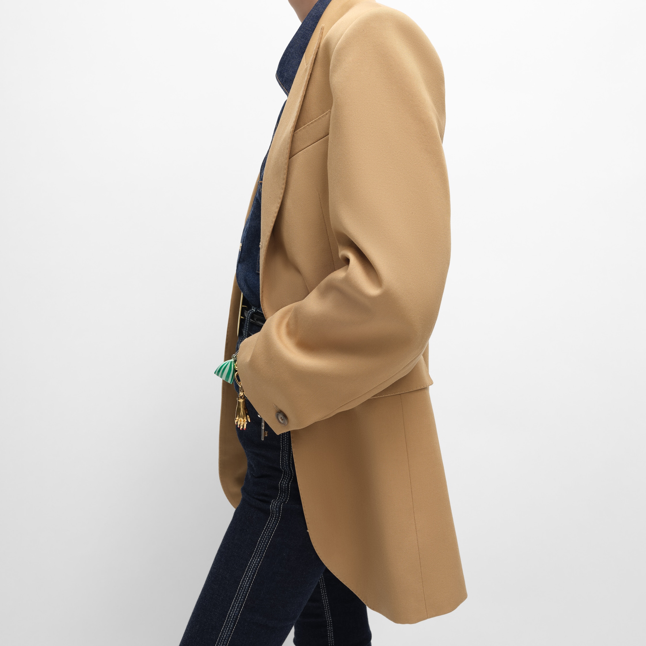 colonne jacket IN DIAGONAL WOOL - CARAMEL | CELINE