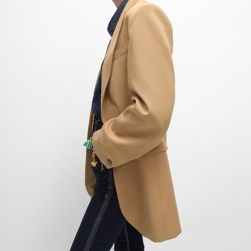 colonne jacket IN DIAGONAL WOOL - CARAMEL -  - 1 | CELINE