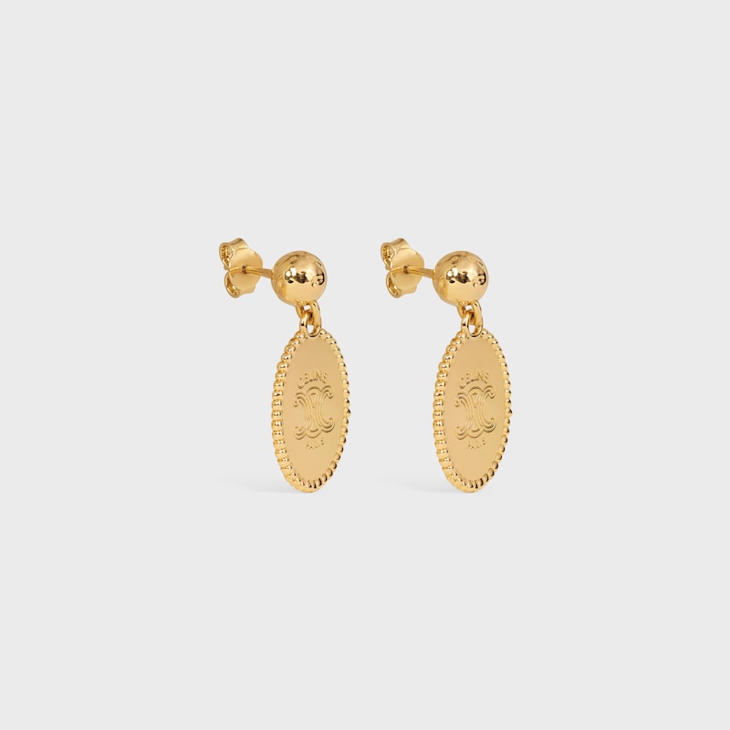 TRIOMPHE MEDAL EARRINGS IN BRASS WITH GOLD FINISH - GOLD - GIFTS FOR HER - 1 | CELINE