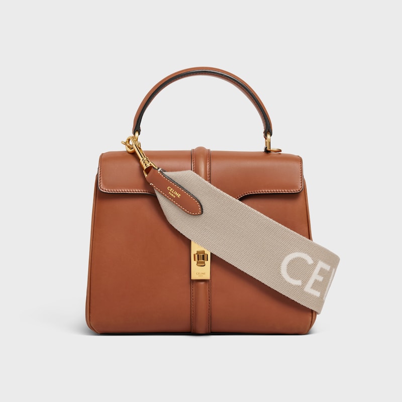 Short Strap in Wool with Celine jacquard with GOLD FINISHING - BEIGE/WHITE - BAG CHARMS - 1 | CELINE