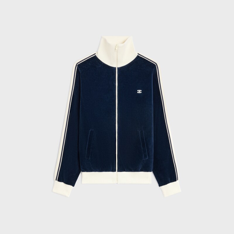 tracksuit jacket IN velvet jersey - BLEU NUIT/ECRU -  - 1 | CELINE