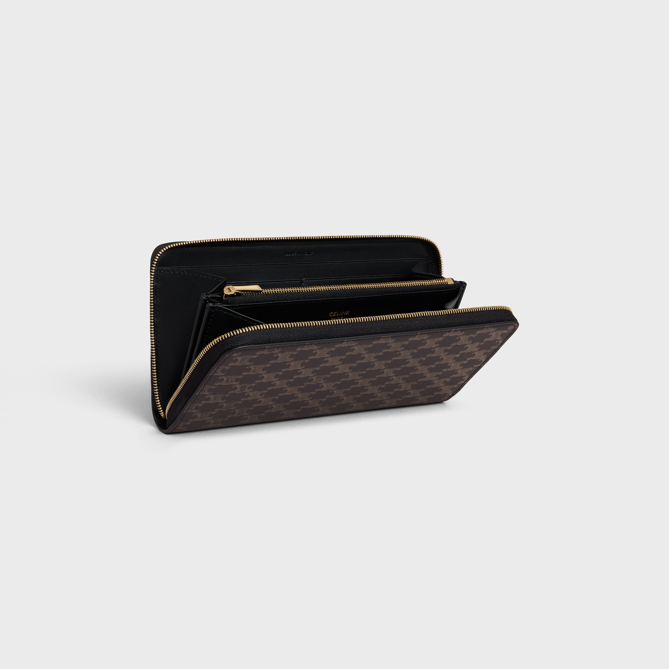 小物 CELINE large zipped wallet Large zipped wallet IN Triomphe Canvas - Black | CELINE