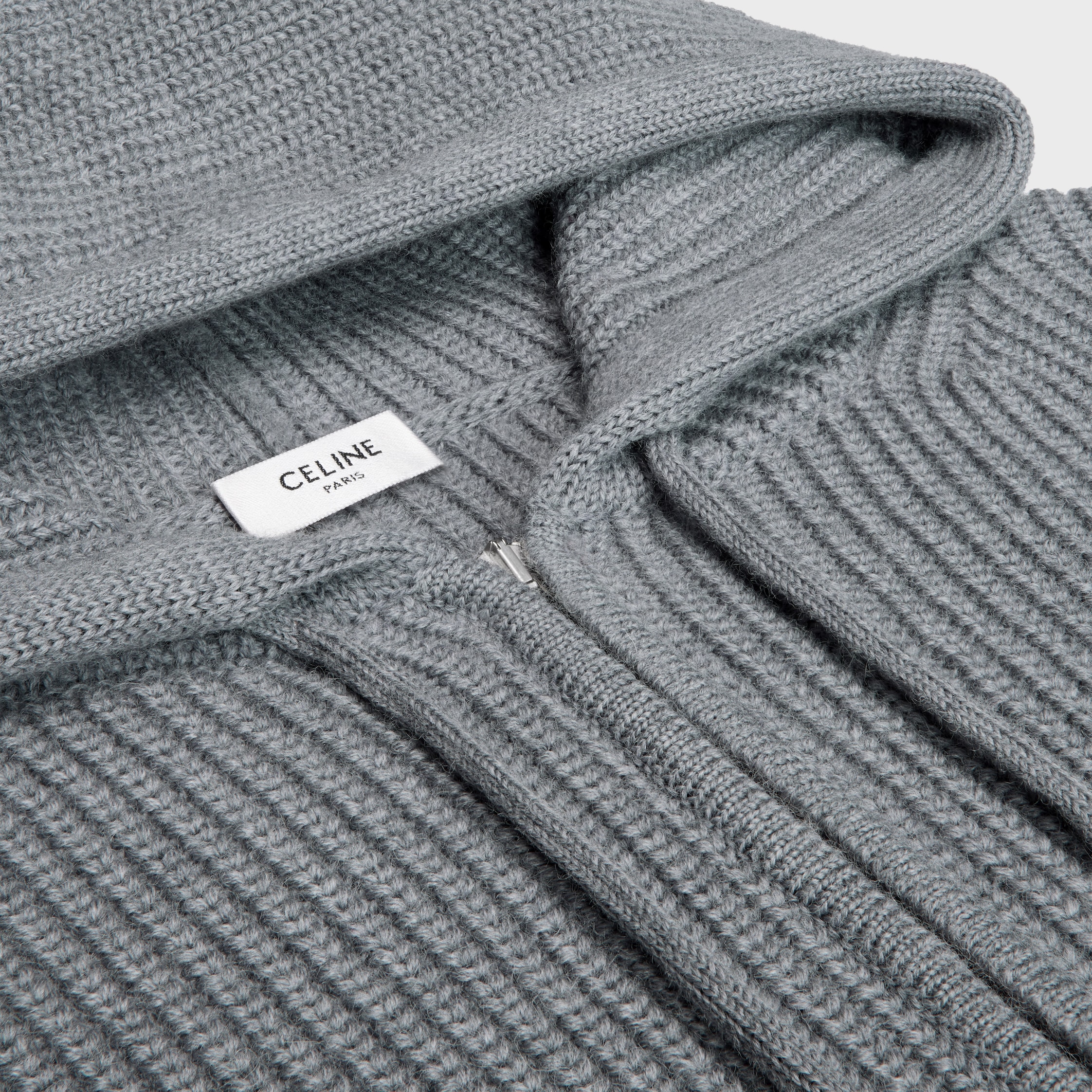hooded cardigan IN WOOL - MEDIUM GREY | CELINE