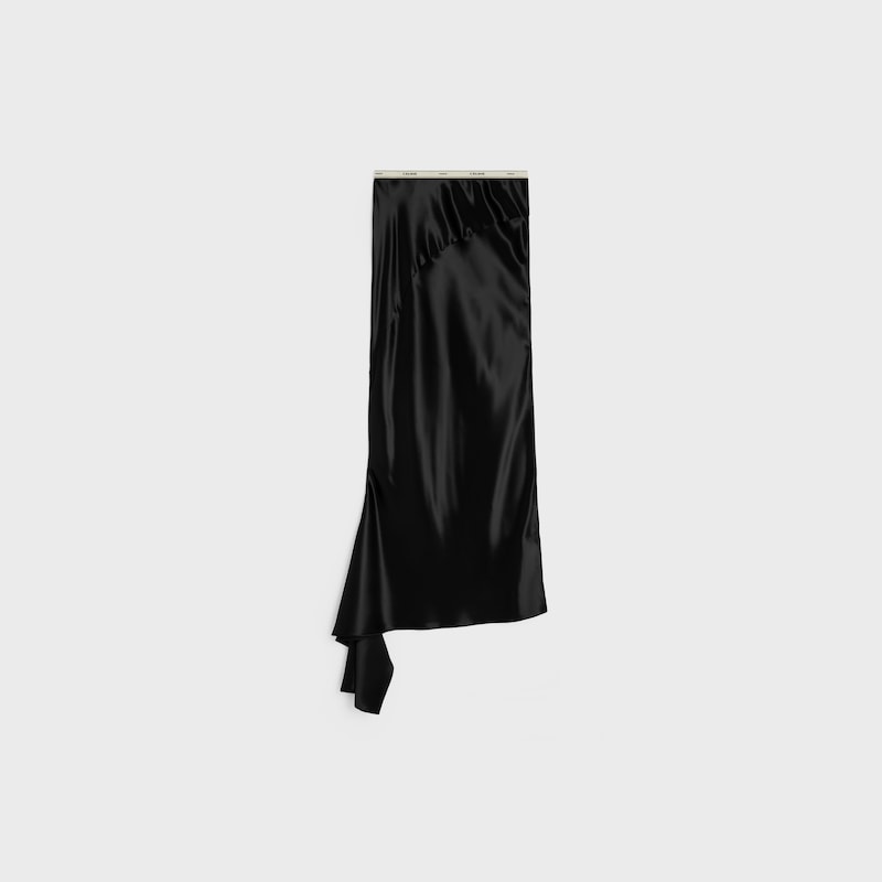 skirt IN viscose satin - BLACK -  - 1 | CELINE