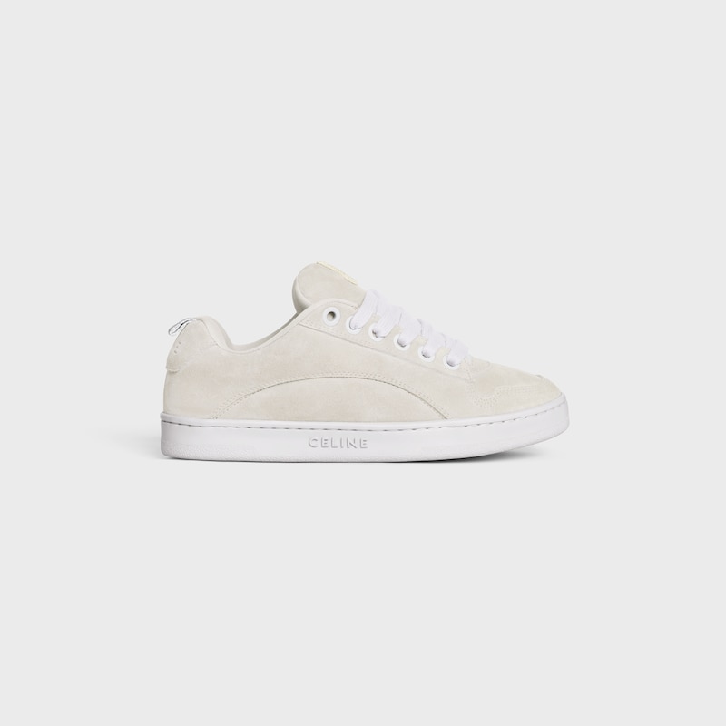 CELINE HUNTINGTON LOW LACE-UP SNEAKER in SUEDE CALFSKIN AND MESH - OPTIC WHITE -  - 1 | CELINE