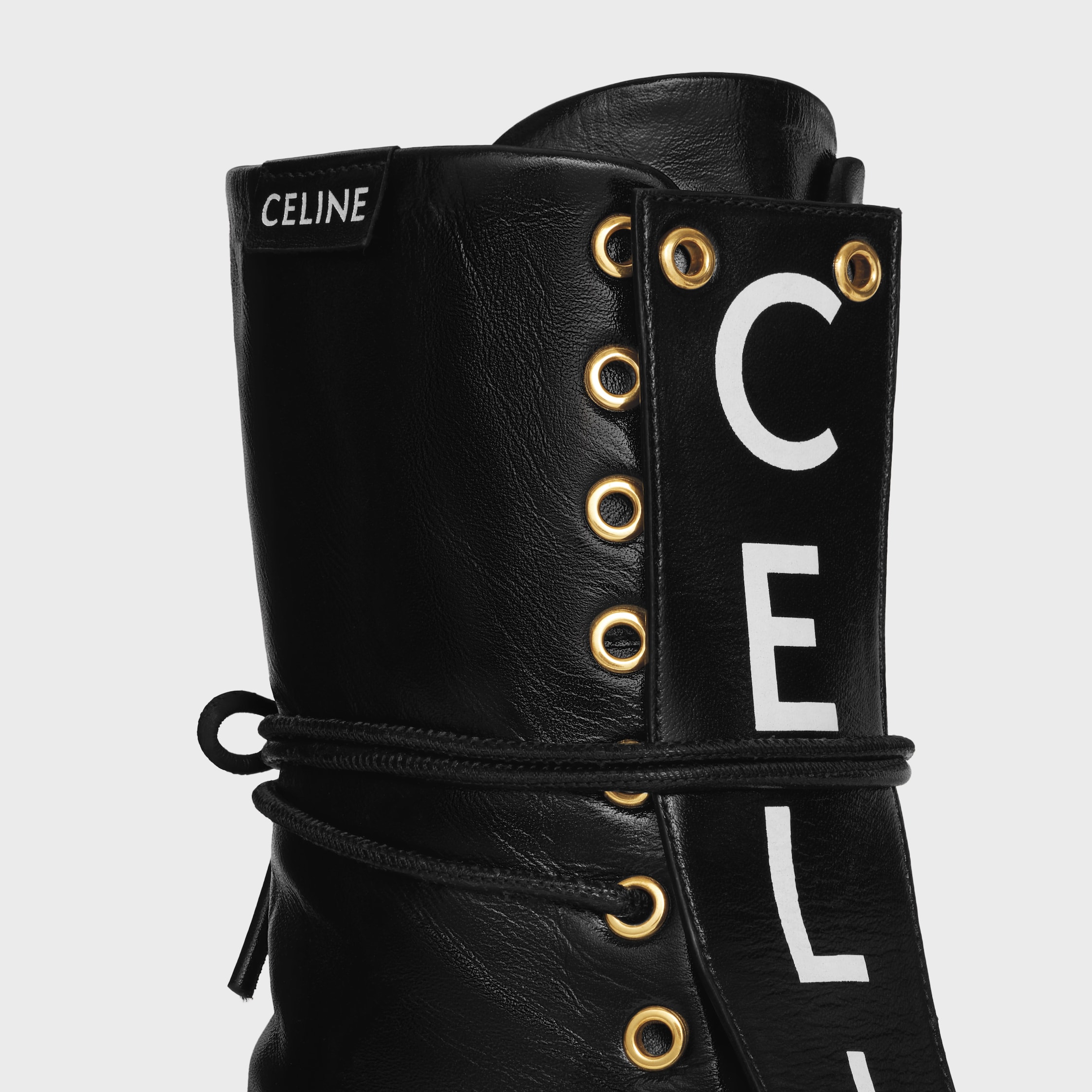 バレエ レースアップ ハイブーツ / ラムスキン - ブラック | CELINE