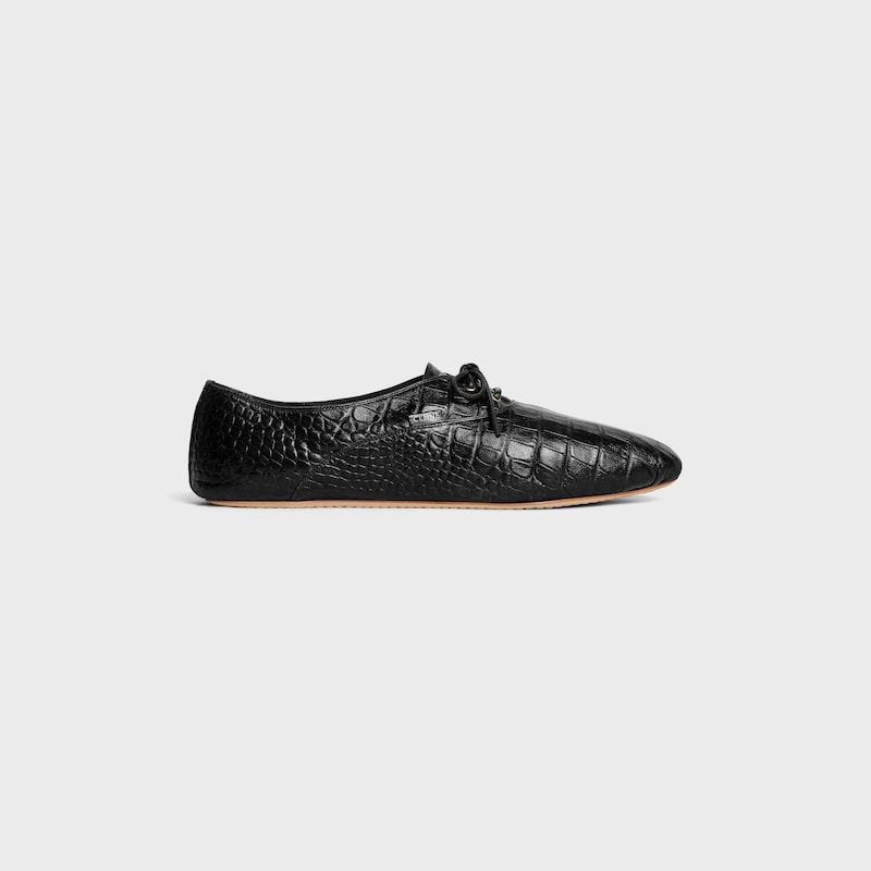BALLET LACE-UP SHOE IN CROCODILE STAMPED LAMBSKIN - BLACK -  - 1 | CELINE