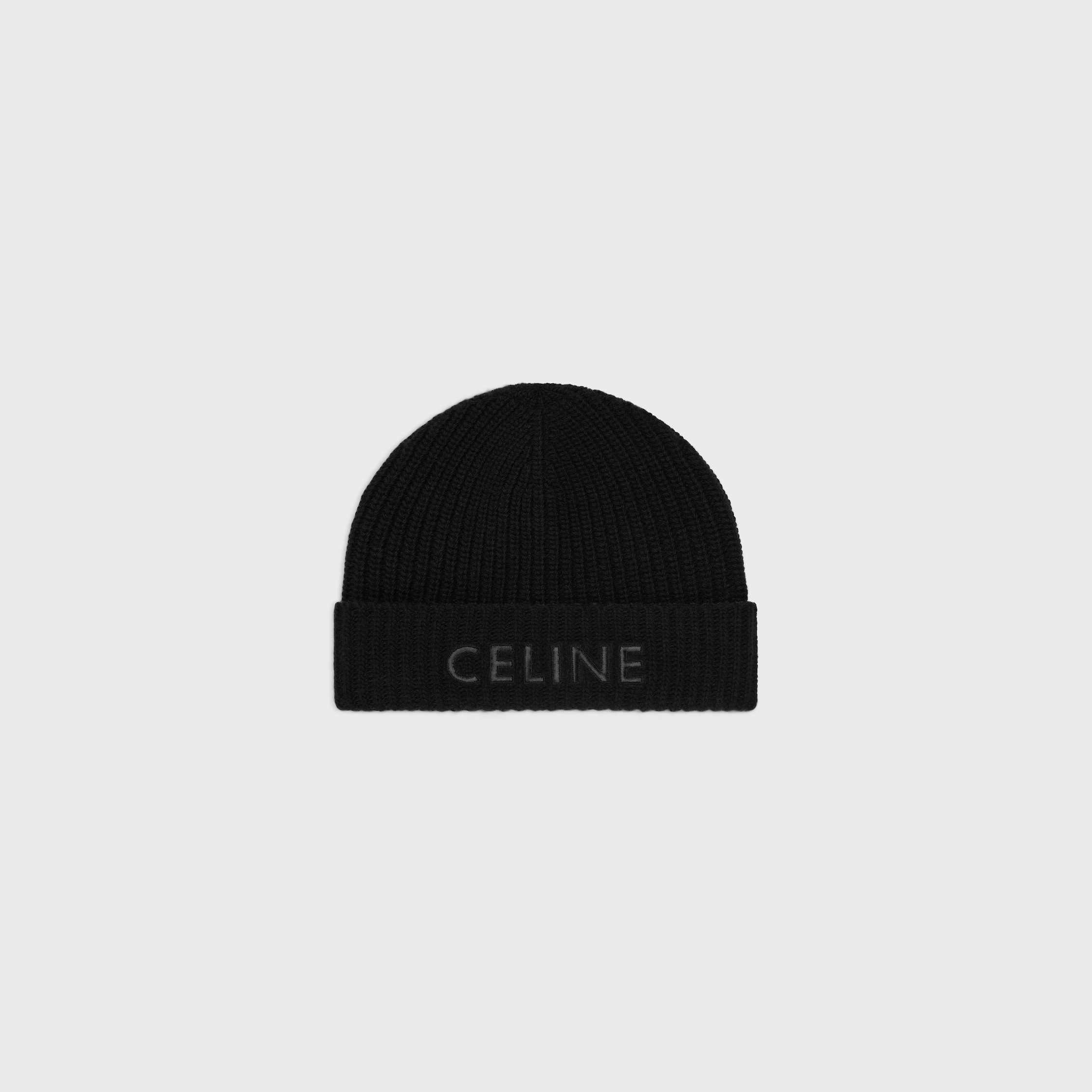 帽子 CELINE EMBROIDERED KNIT WOOL BEANIE Celine Embroidered Knit Wool Beanie Black - FW21 - US