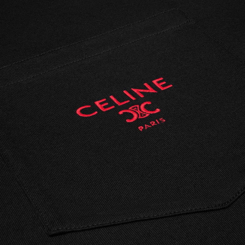 T-SHIRT IN cotton jersey - BLACK/ROUGE CERISE -  - 1 | CELINE