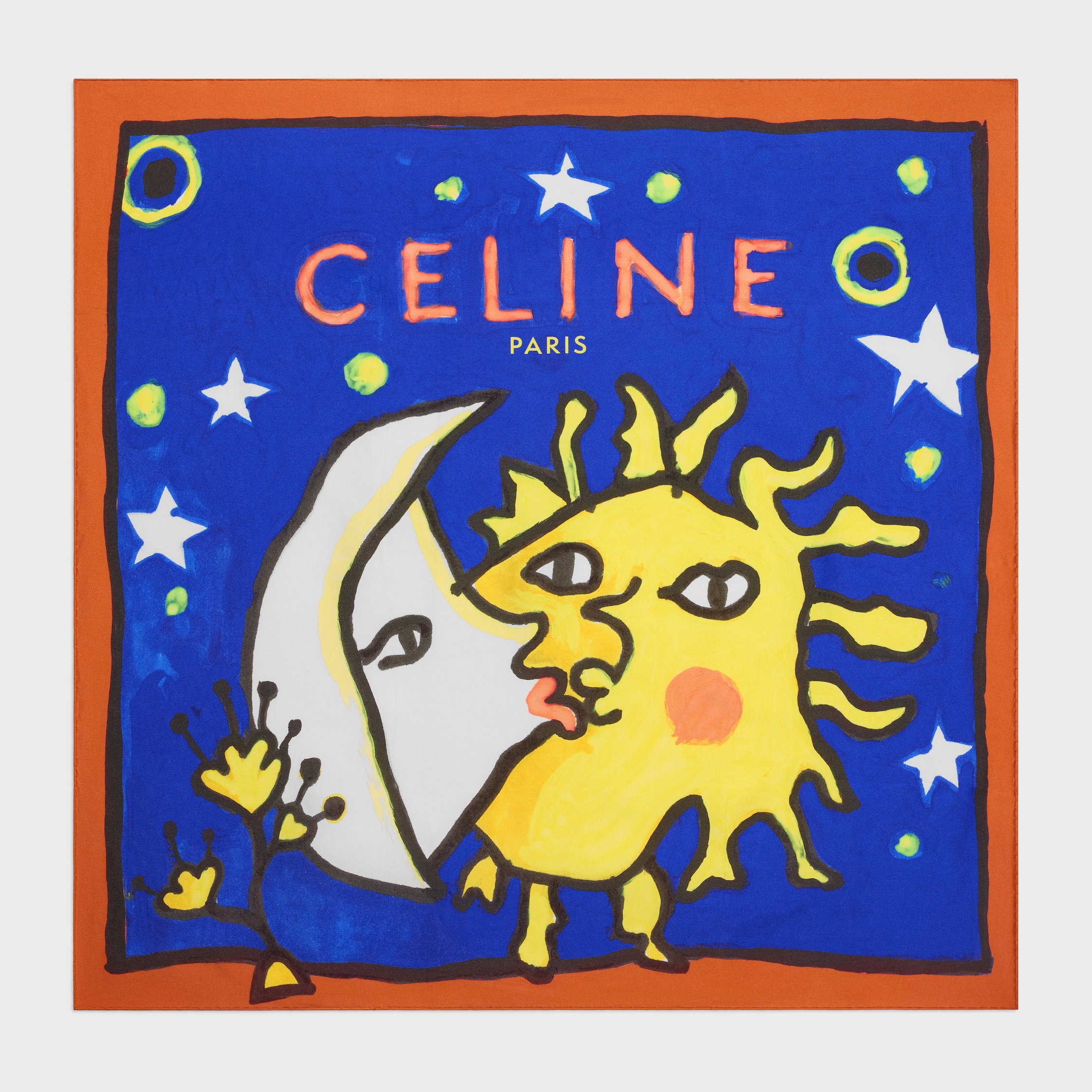 square IN silk twill - BLUE/ORANGE | CELINE