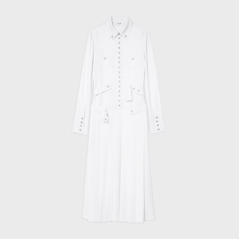 dress IN viscose - WHITE -  - 1 | CELINE