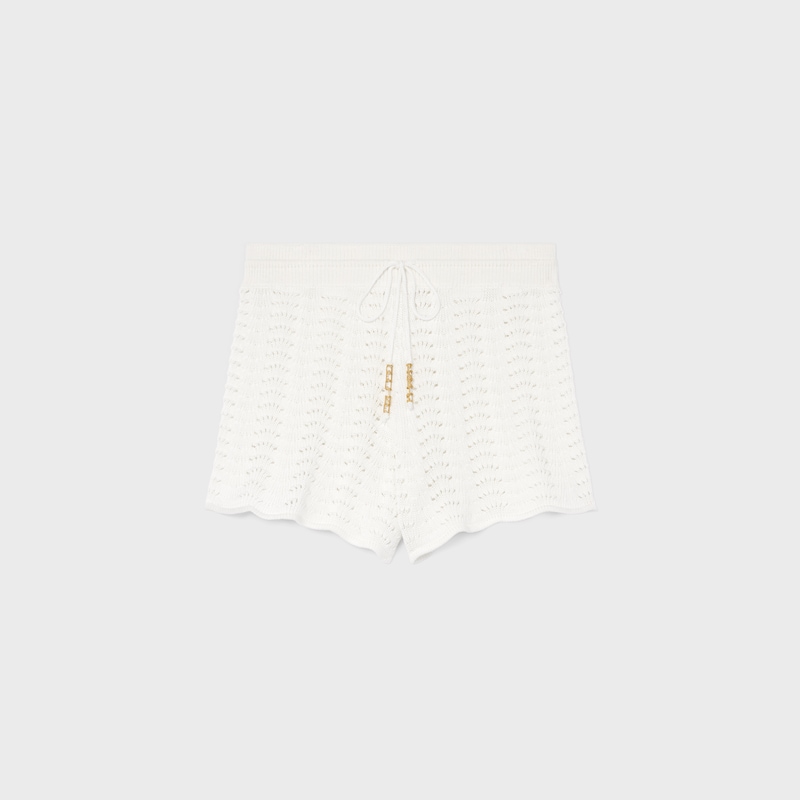 mini shorts em algodão pointelle - BRANCO - - 1 | CELINE
