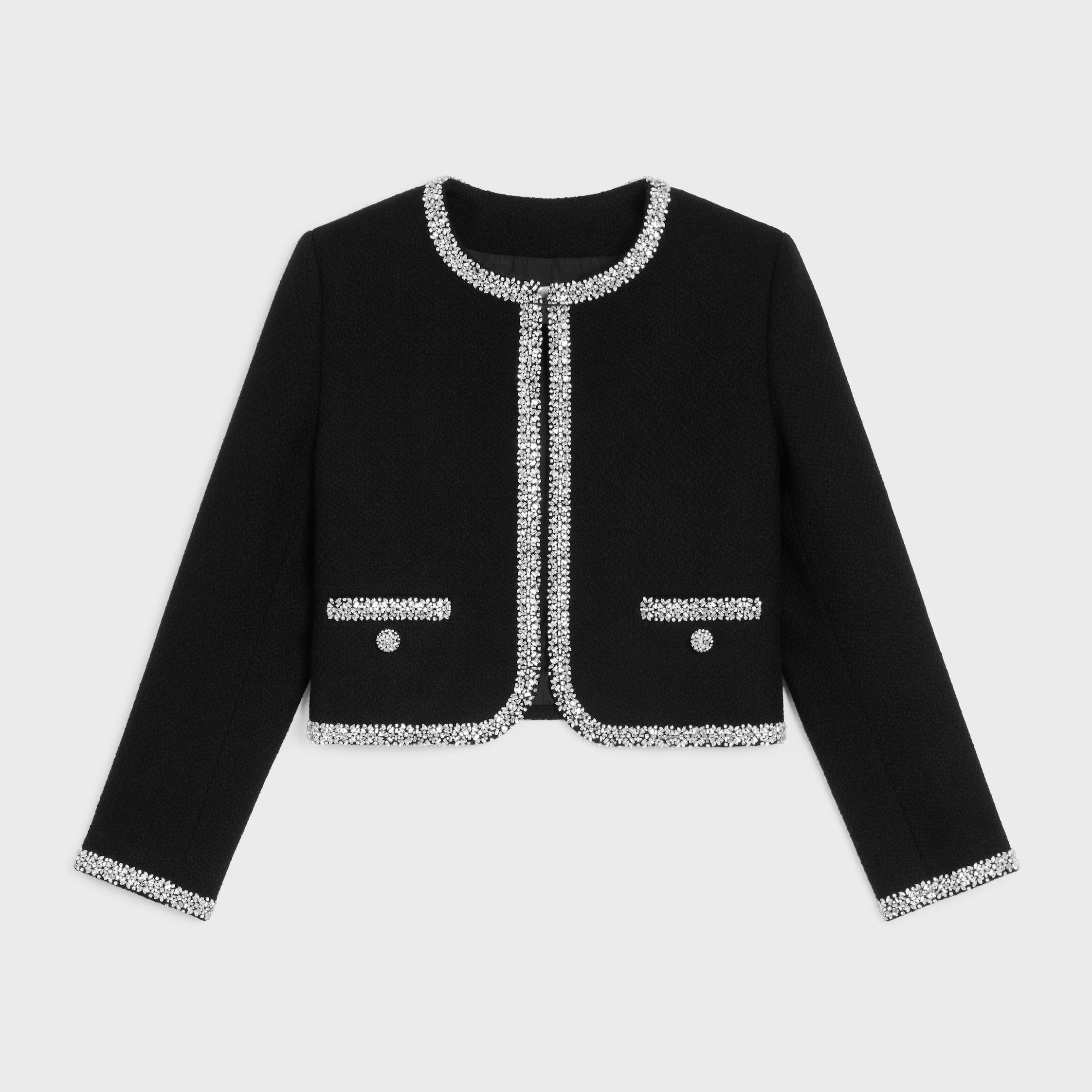 セリーヌ クラシックジャケット ツイルカシミア CELINE ジャケット 44 ブラック カーフスキン | MixTHINKS