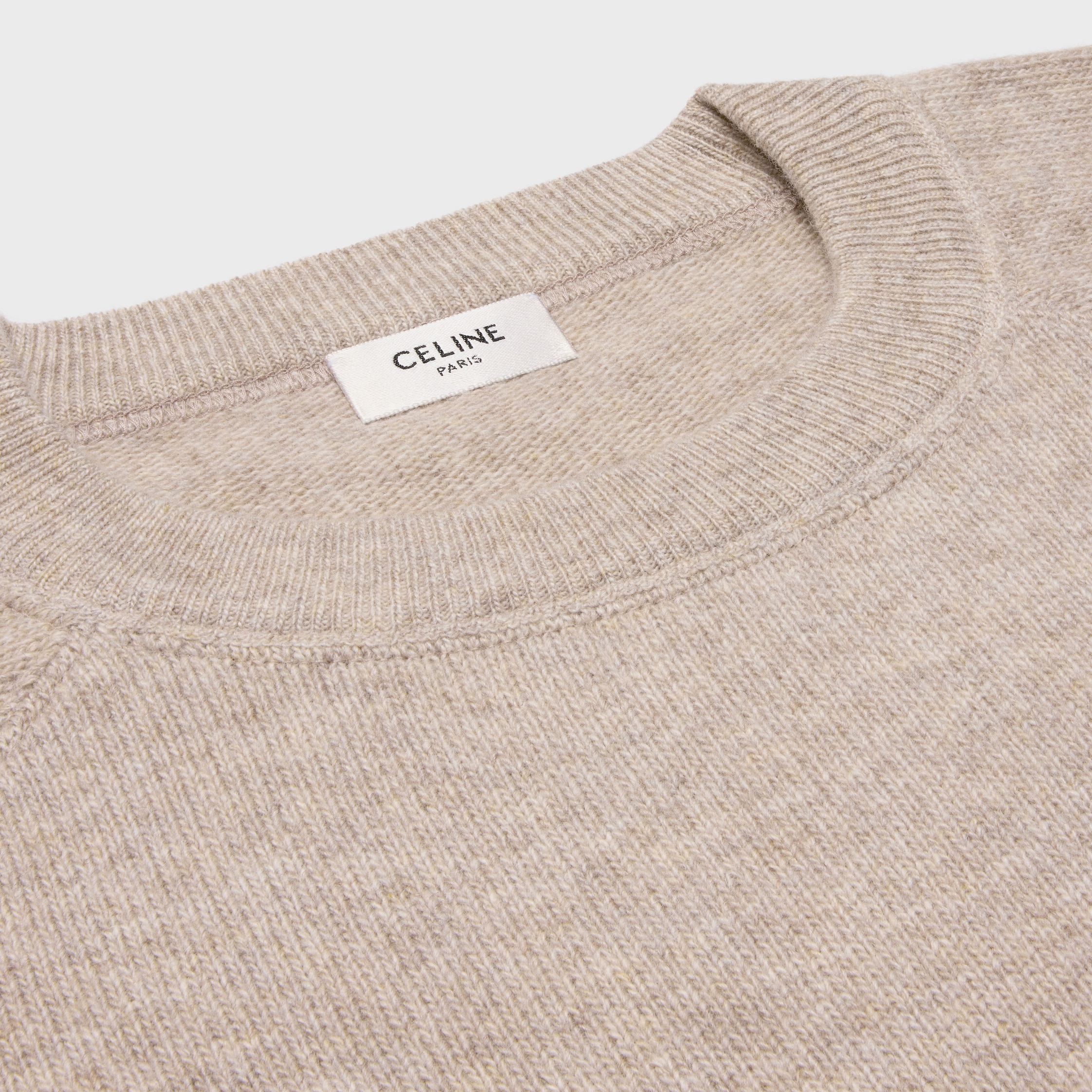 triomphe crew neck sweater in wool and cashmere - OATMEAL