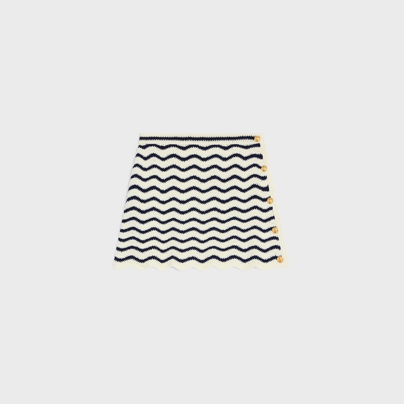 mini jupe coton crochet - ECRU / NAVY -  - 1 | CELINE