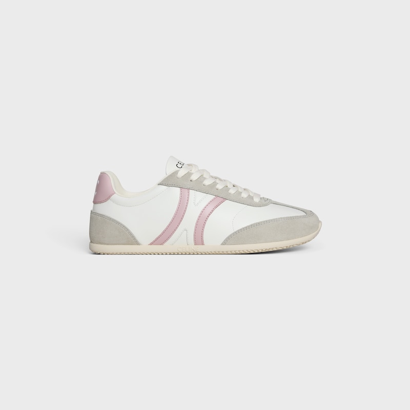 CELINE JOGGER SNEAKER BASSE &Agrave; LACETS EN EN Cuir de veau et cuir de veau velours - BLANC OPTIQUE / GRIS / ROSE -  - 1 | CELINE