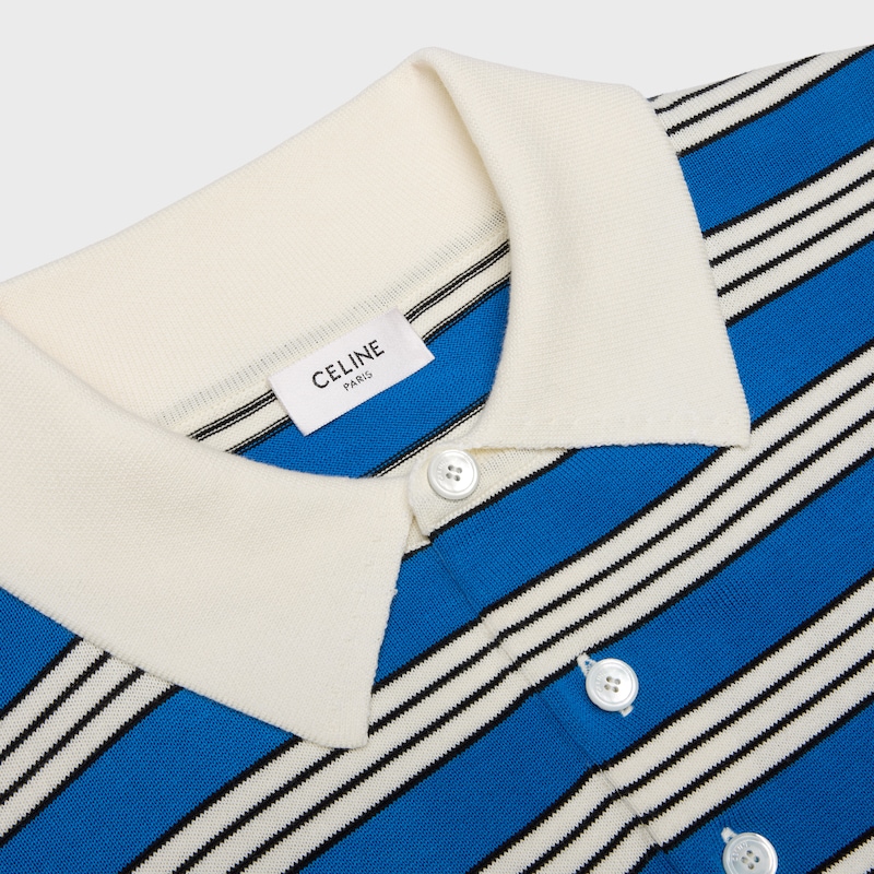 Polo in cotone a righe - BLU/BIANCO/NERO -  - 1 | CELINE