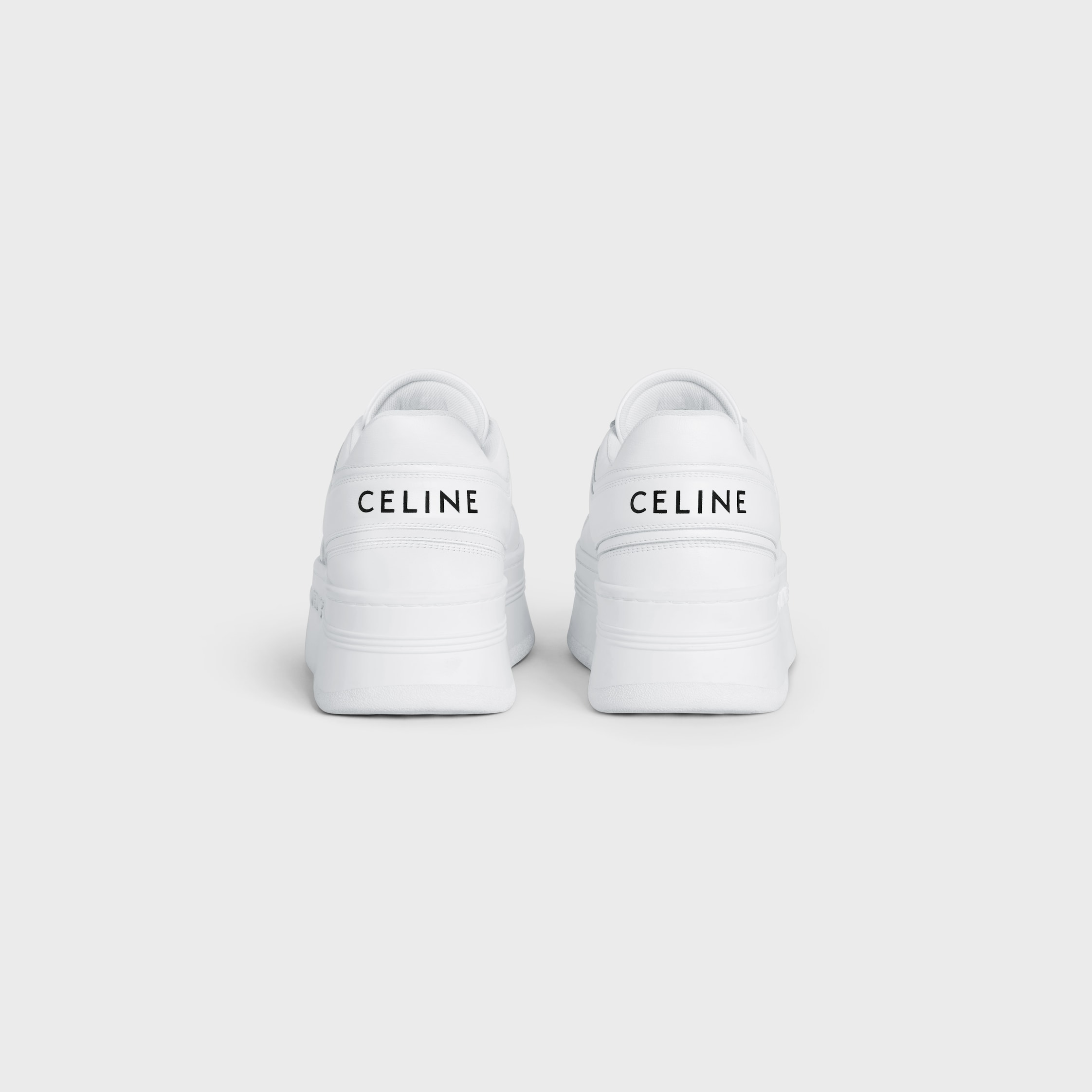BLOCK SNEAKERS WITH WEDGE OUTSOLE in CALFSKIN - OPTIC WHITE