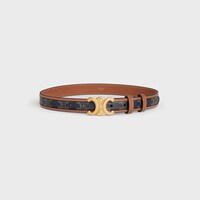 Medium 25MM Triomphe Belt in Triomphe Canvas and Calfskin - TAN -  - 1 | CELINE
