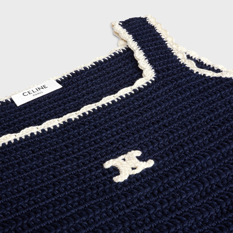 mini dress IN crocheted cotton - NAVY/ECRU -  - 1 | CELINE