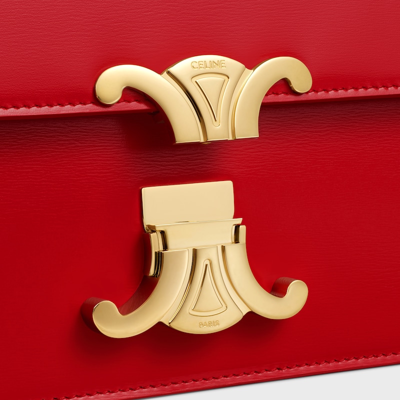 MEDIUM TRIOMPHE FOLIO IN SHINY CALFSKIN - ULTRA RED - NEW - 1 | CELINE
