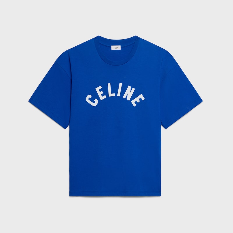 t-shirt IN cotton jersey - ROYAL BLUE / OFF WHITE -  - 1 | CELINE