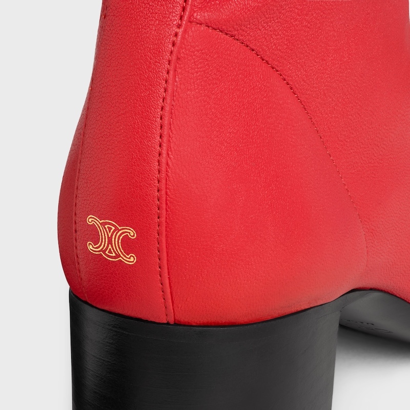CHERI - ZIPPED BOOT IN Stretch Lambskin - BRIGHT RED -  - 1 | CELINE