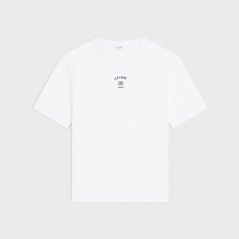 loose t-shirt IN cotton jersey - OFF WHITE / BLACK -  - 1 | CELINE