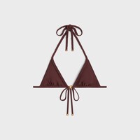 啞光平紋針織Triomphe三角杯上衣 - 梅紅色 -  - 1 | CELINE