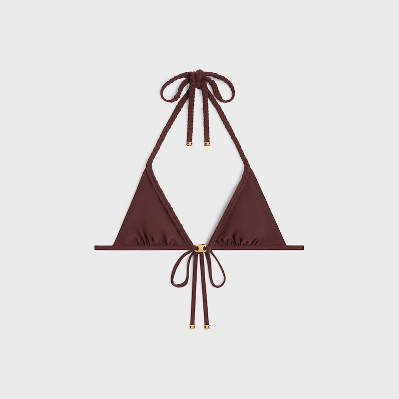 啞光平紋針織Triomphe三角杯上衣 - 梅紅色 -  - 1 | CELINE