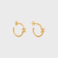 Triomphe Asymmetric Hoops in Brass with Gold Finish - GOLD - GIFT FINDER - 2 | CELINE
