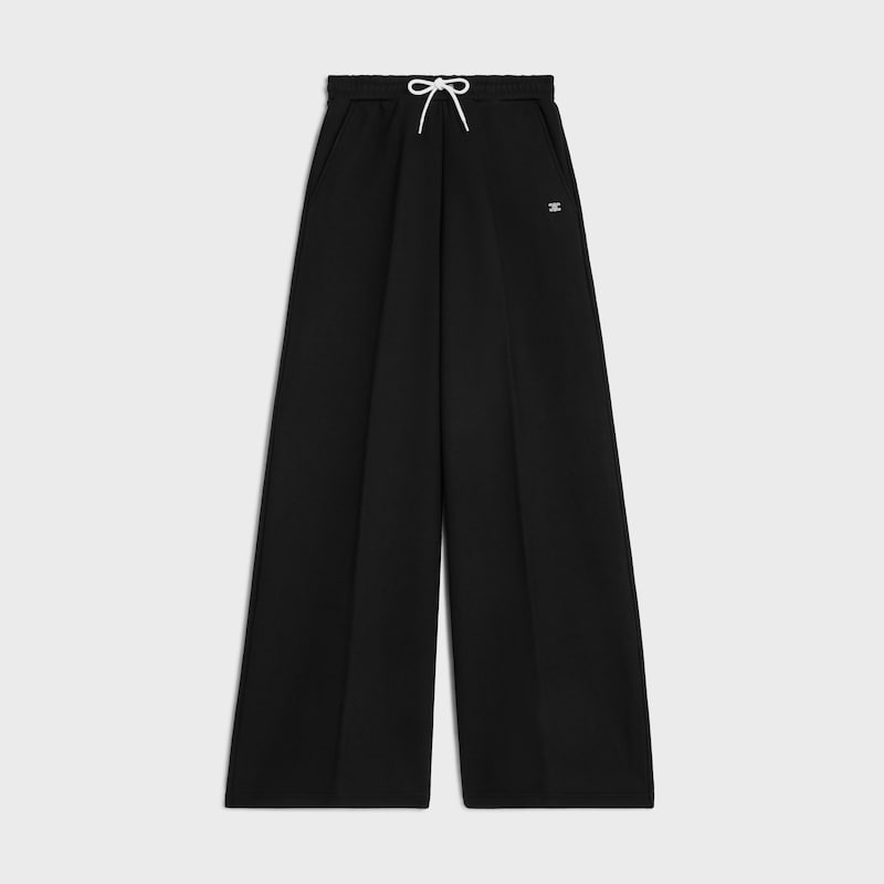 FLARED SWEATPANTS IN cotton fleece - BLACK / WHITE -  - 1 | CELINE