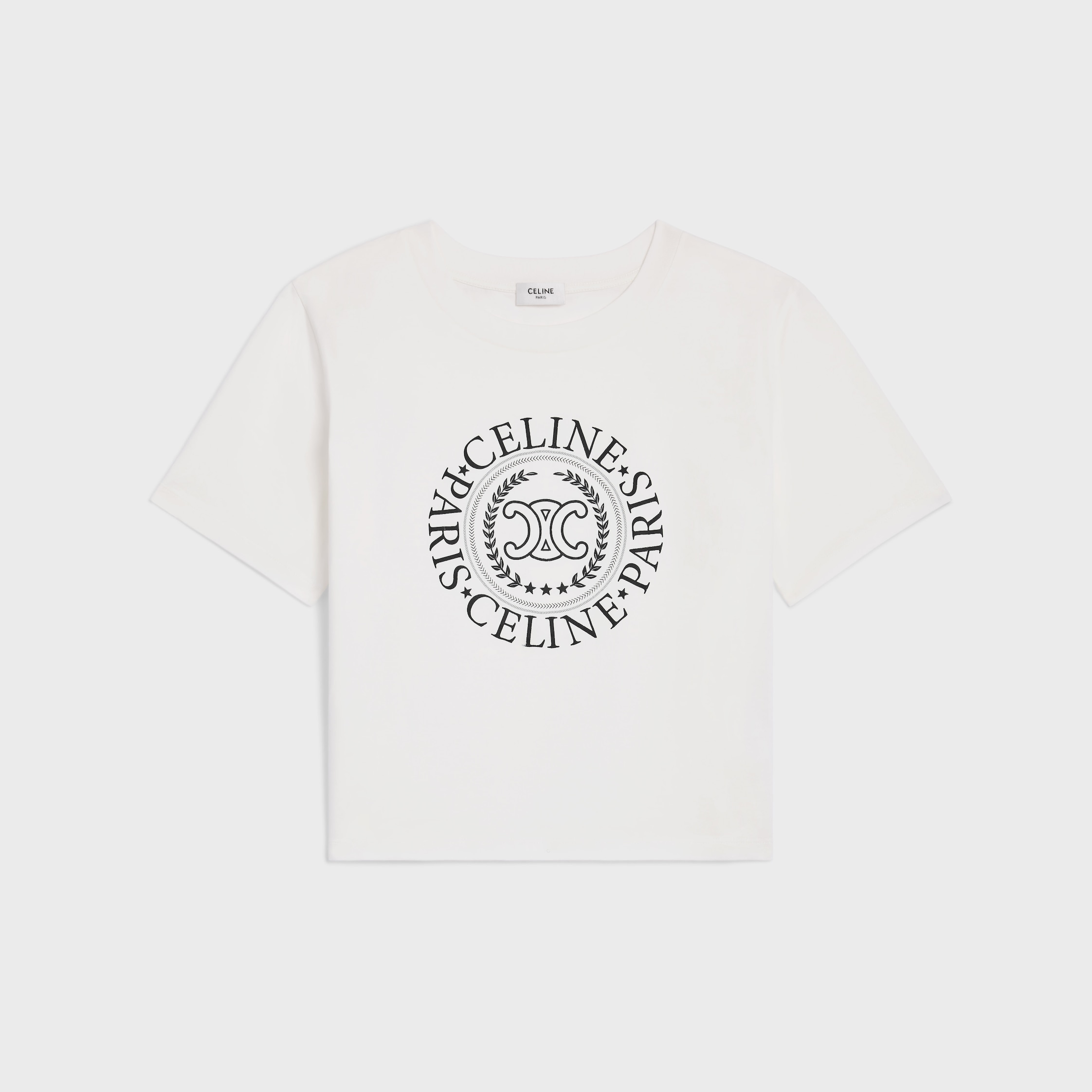 celine boxy t-shirt IN cotton jersey - OFF WHITE / NAVY | CELINE
