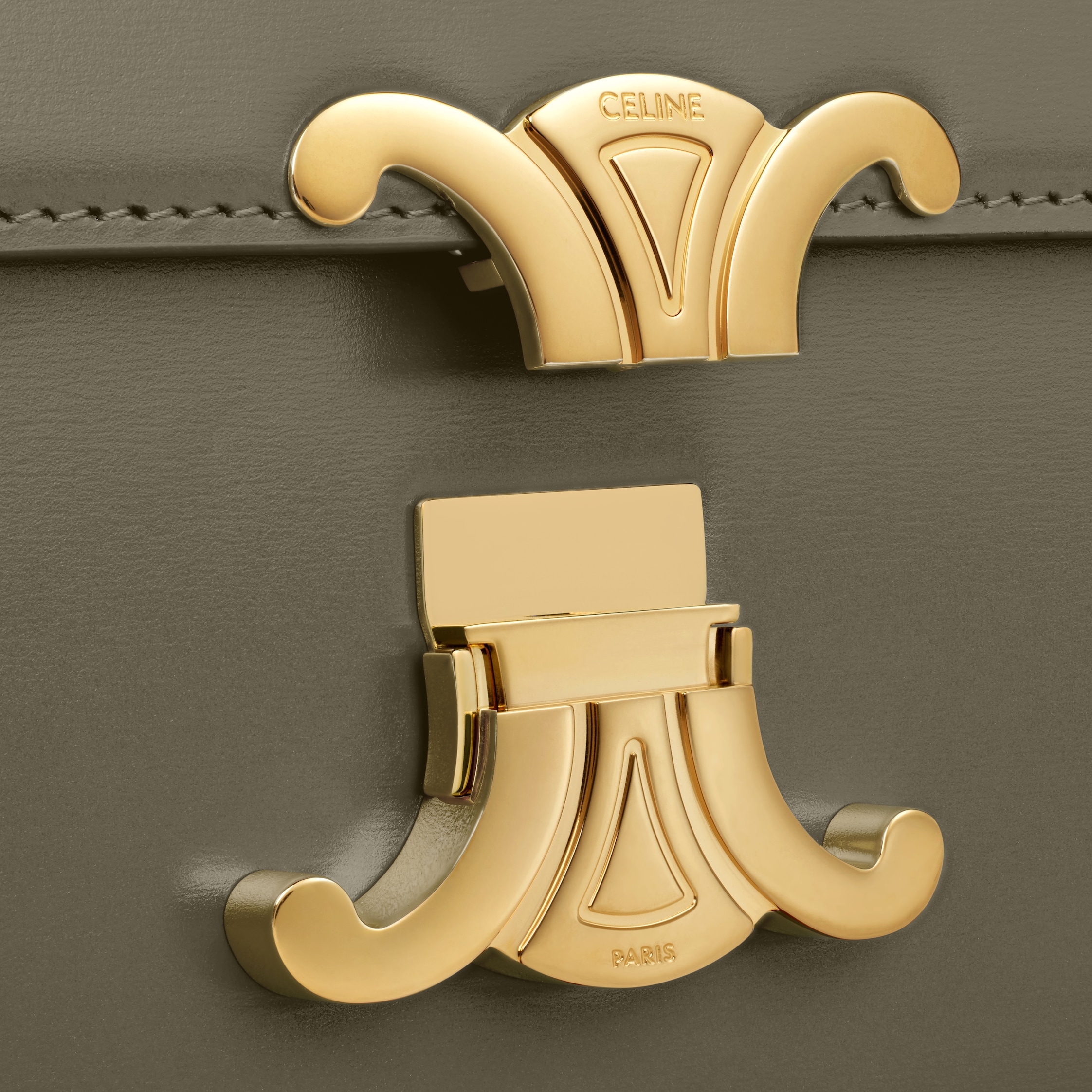 CLASSIQUE TRIOMPHE BAG IN SHINY CALFSKIN - GOLDEN KHAKI | CELINE