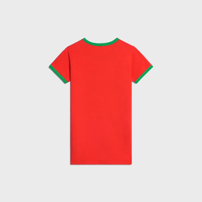 t-shirt IN ribbed cotton jersey - RED / GREEN -  - 1 | CELINE