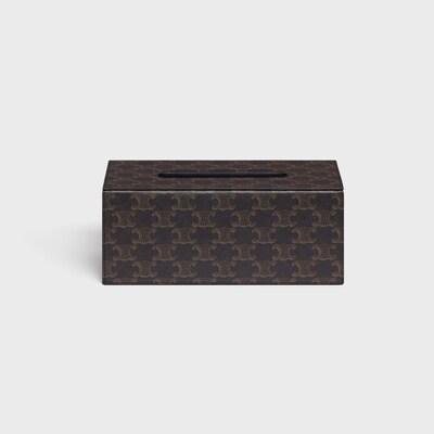 Rectangular tissue box in Triomphe Canvas - BLACK / TAN - HOME - 1 | CELINE